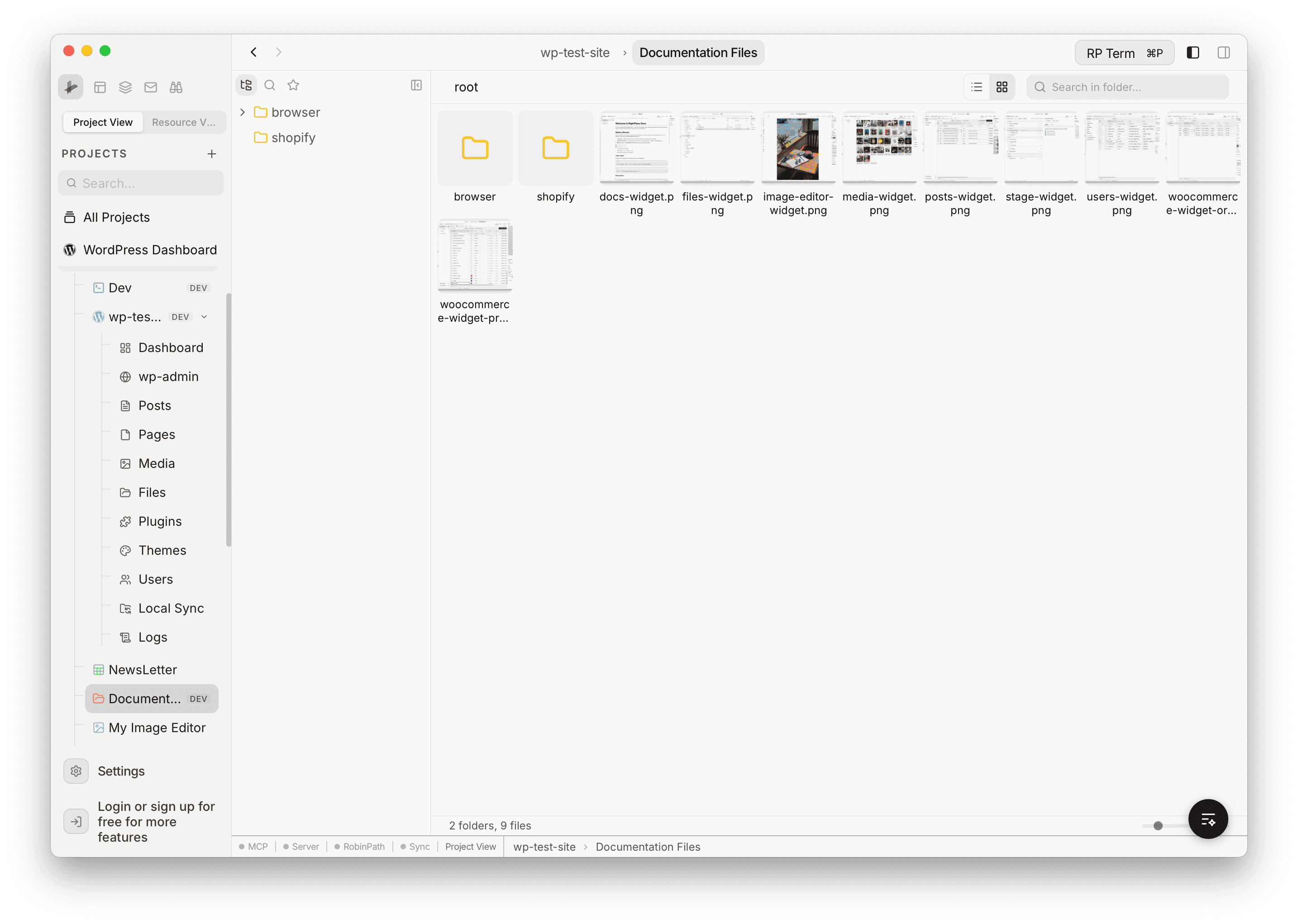 Grid view showing image thumbnails with adjustable tile size