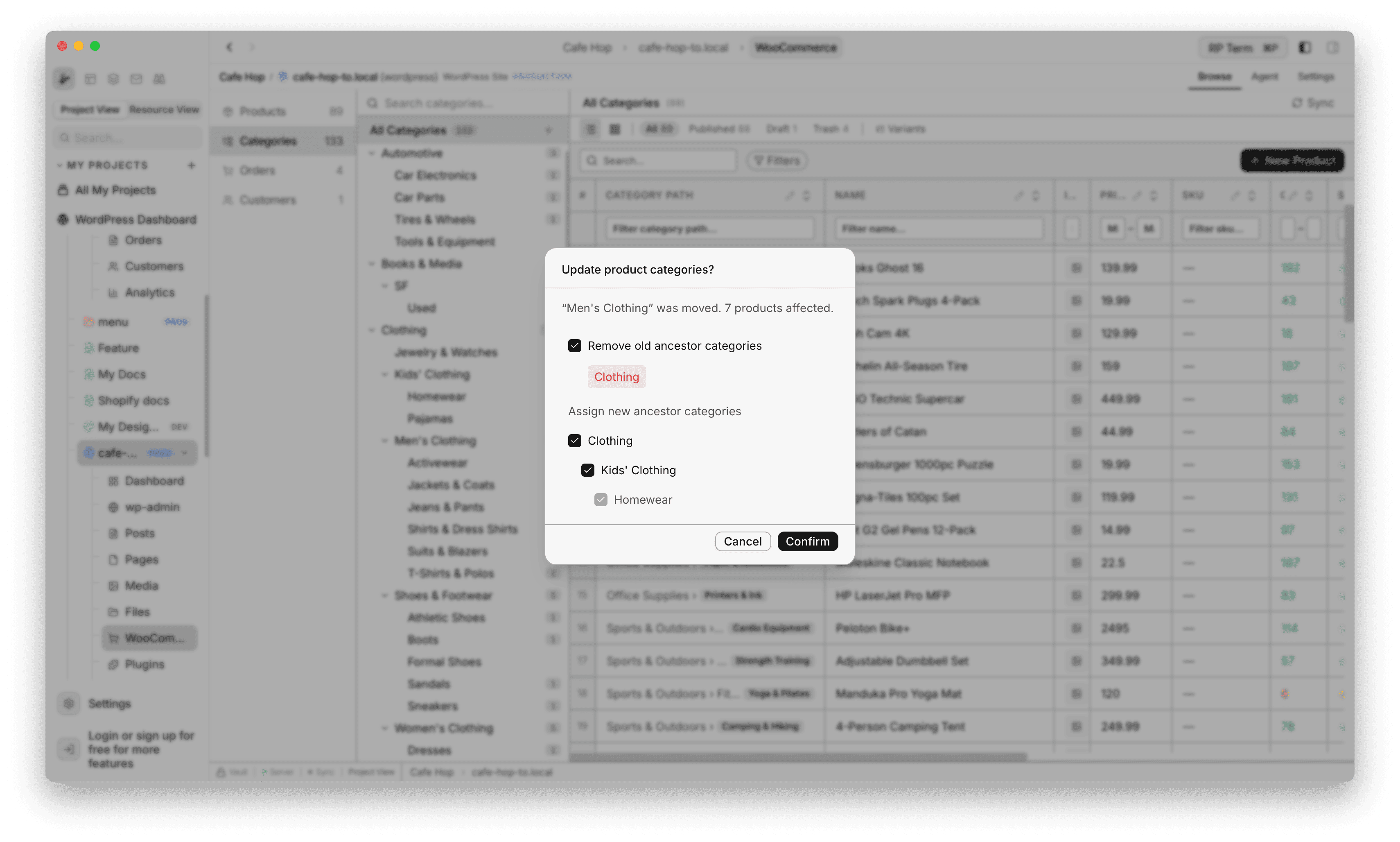 Update product categories dialog after dragging a category in the tree