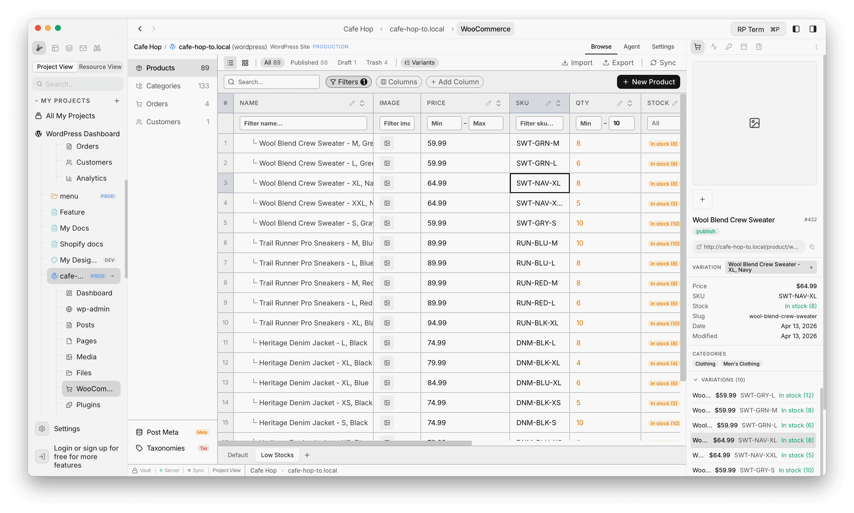 WooCommerce widget product detail